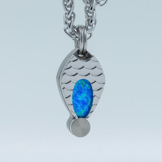 KOI HIRA PENDANT // 904L STAINLESS OVERLAY WITH CRYSTALLIZED PACIFIC OPAL INLAY