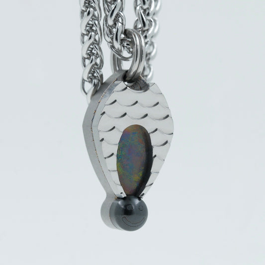 KOI HIRA PENDANT // 904L STAINLESS OVERLAY WITH CRYSTALLIZED ZIRCONIUM INLAY