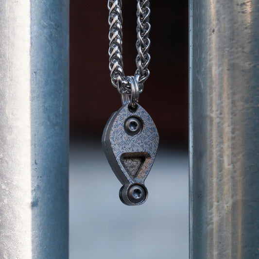 KOI HIRA PENDANT // 904L STAINLESS OVERLAY WITH CRYSTALLIZED ZIRCONIUM INLAY