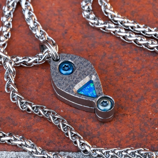 KOI HIRA PENDANT // 904L STAINLESS OVERLAY WITH CRYSTALLIZED PACIFIC OPAL INLAY